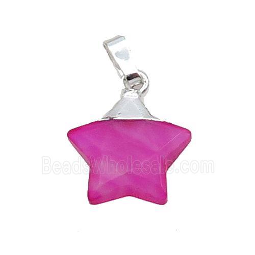 Hotpink Agate Star Pendant Dye Silver Plated