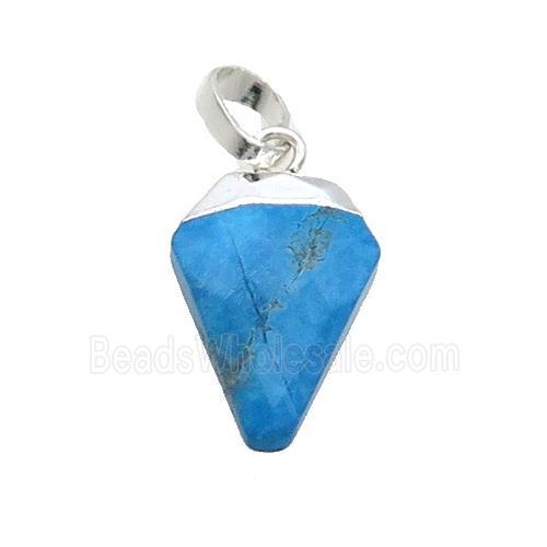 Blue Turquoise Arrowhead Pendant Dye Silver Plated