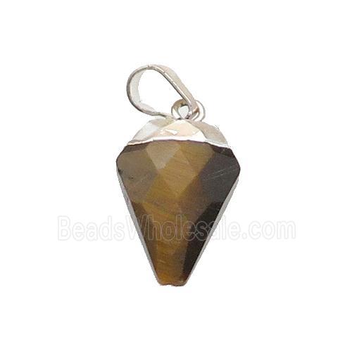 Tiger Eye Stone Arrowhead Pendant Silver Plated