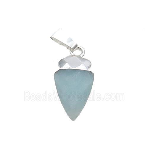 Blue Amazonite Arrowhead Pendant Silver Plated