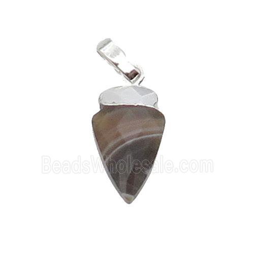 Botswana Agate Arrowhead Pendant Silver Plated