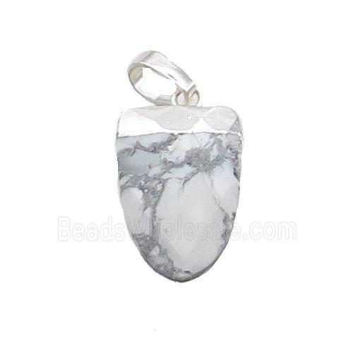 White Howlite Turquoise Tongue Pendant Silver Plated