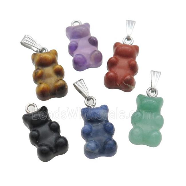 Mix Gemstone Bear Pendant