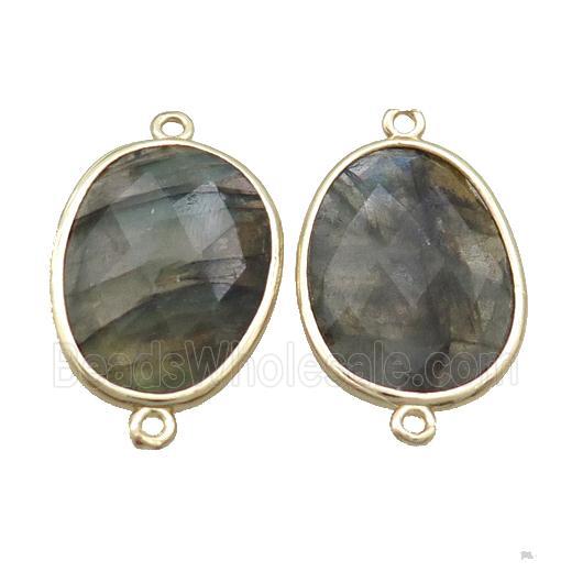 Labradorite Connector Faceted Oval Gold Plated