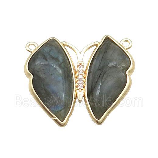 Labradorite Butterfly Pendant With 2loops Copper Gold Plated