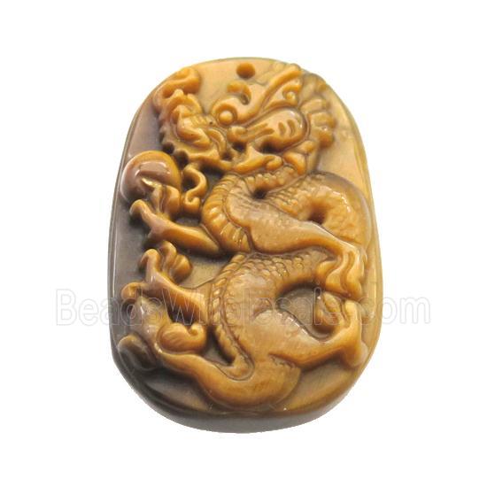 Natural Tiger Eye Stone Pendant Loong