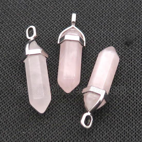 Natural Rose Quartz Bullet Pendant Pink