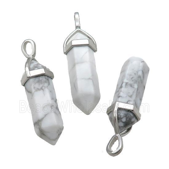 Natural White Howlite Turquoise Bullet Pendant