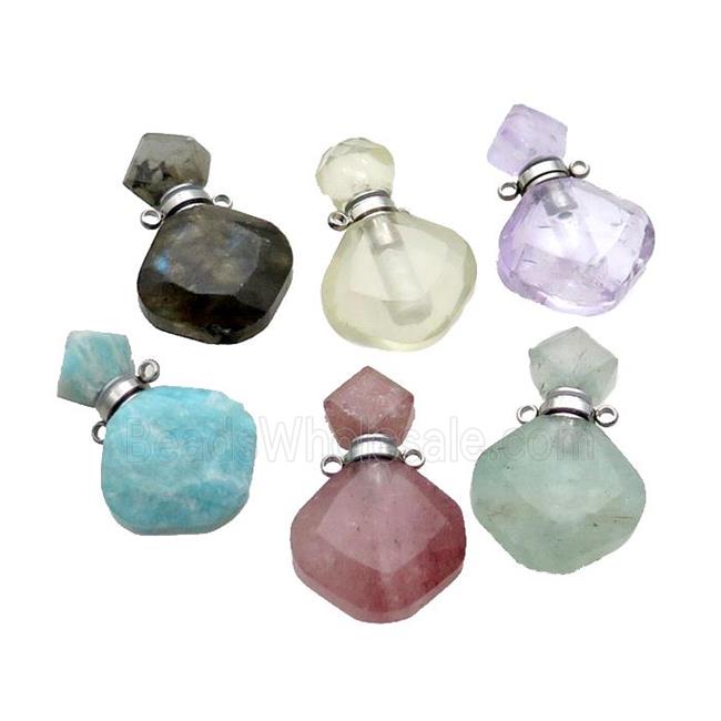 Natural Gemstone Perfume Bottle Pendant Mixed