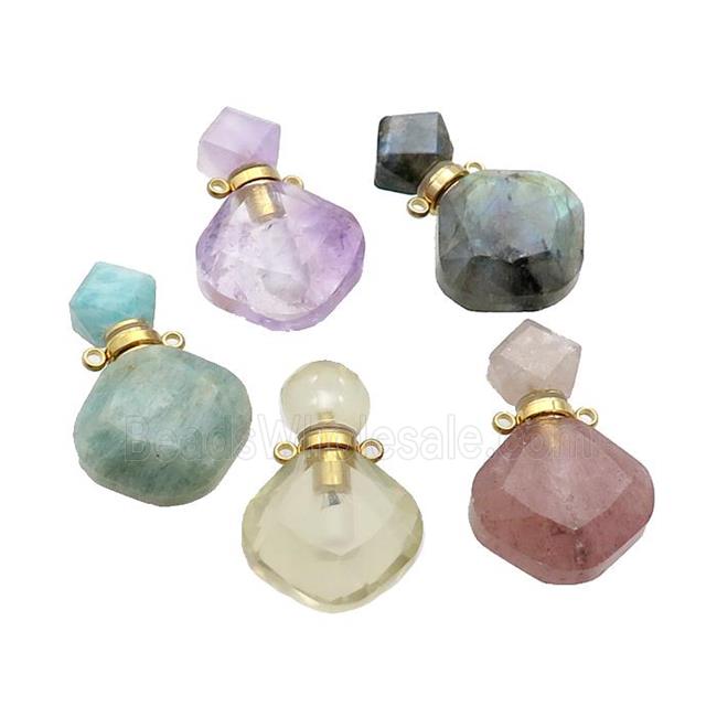 Natural Gemstone Perfume Bottle Pendant Mixed