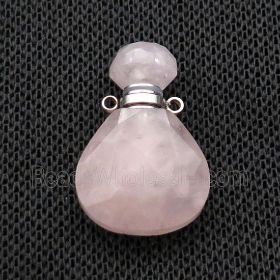 Natural Pink Rose Quartz Perfume Bottle Pendant