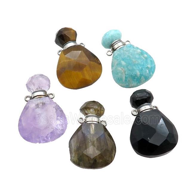 Natural Gemstone Perfume Bottle Pendant Mixed
