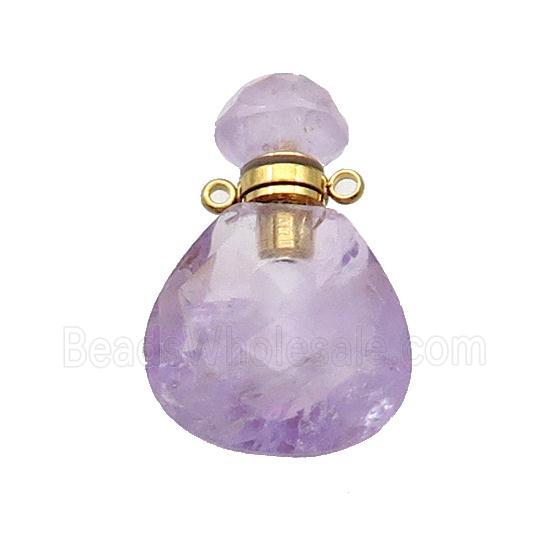 Natural Amethyst Perfume Bottle Pendant Lt.purple