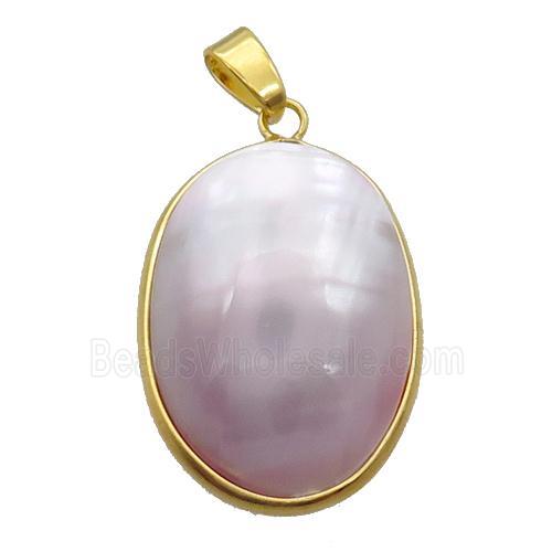 Pink Sea Shell Oval Pendant Gold Plated
