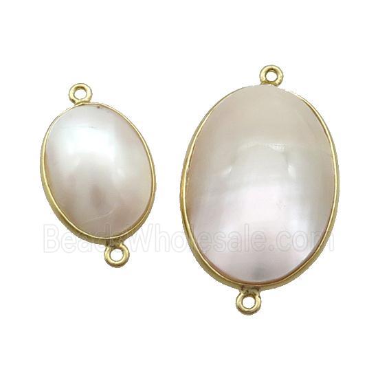 White Sea Shell Oval Connector Gold Plated