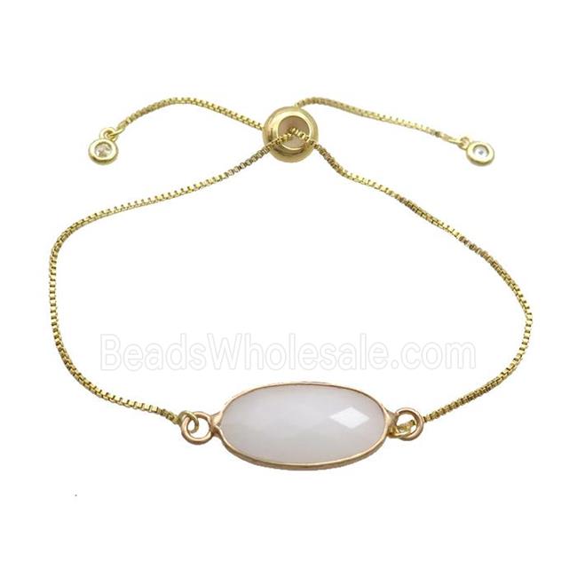 Copper Bracelet With White Moonstone Adjustable Gold Plated