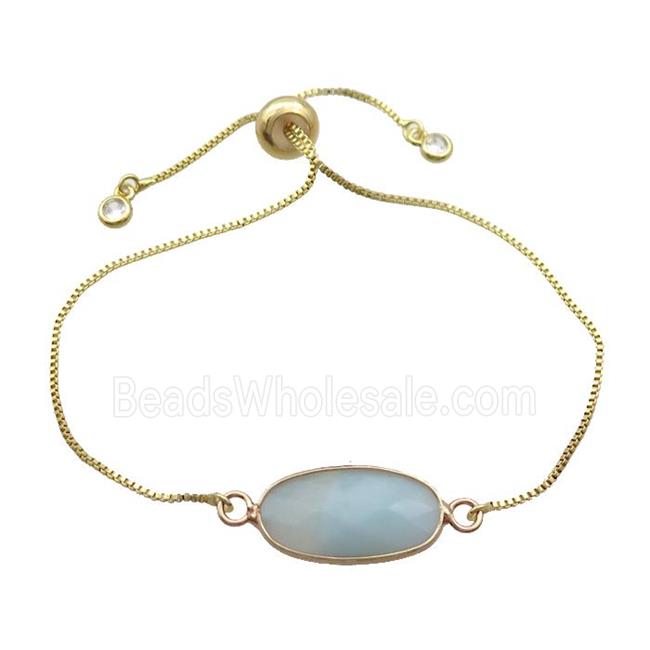 Copper Bracelet With Blue Amazonite Adjustable Gold Plated