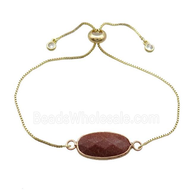 Copper Bracelet With Gold Sandstone Adjustable Gold Plated