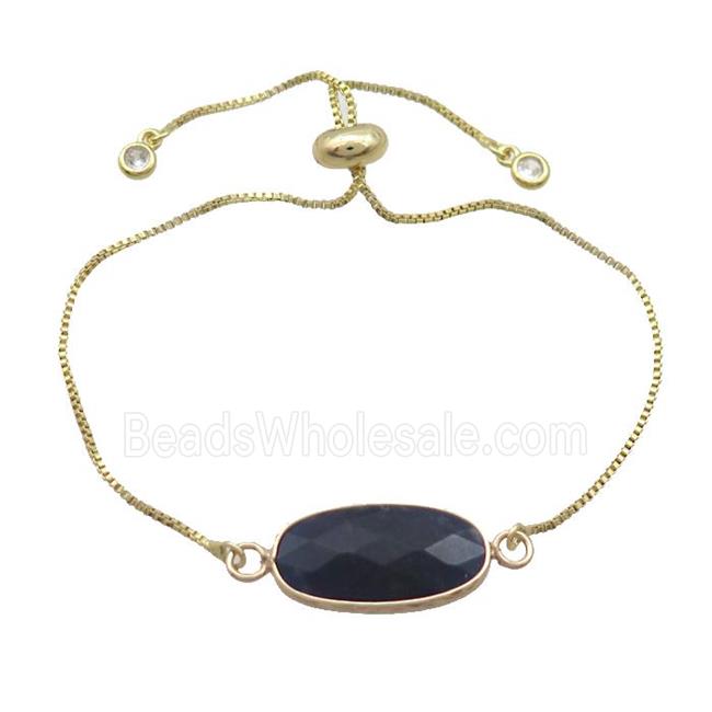 Copper Bracelet With Blue Sodalite Adjustable Gold Plated