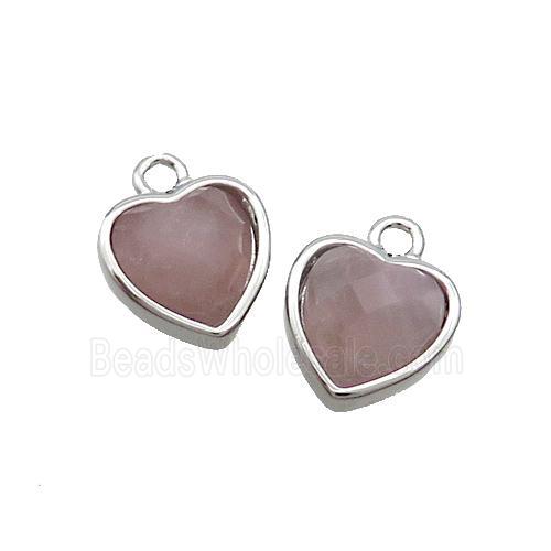 Rose Quartz Heart Pendant Platinum Plated