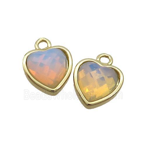 White Opalite Heart Pendant Gold Plated