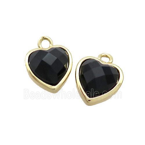 Black Onyx Agate Heart Pendant Gold Plated