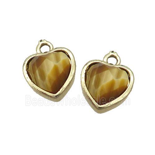 Golden Tiger Eye Stone Heart Pendant Gold Plated