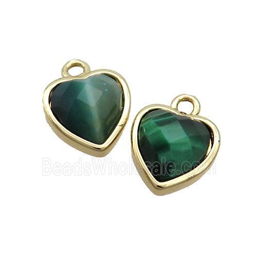 Green Tiger Eye Stone Heart Pendant Gold Plated