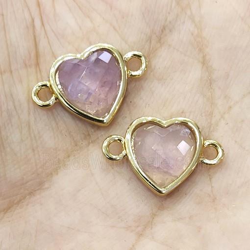 Purple Amethyst Heart Connector Gold Plated