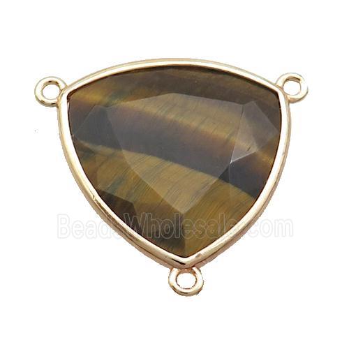 Tiger Eye Stone Triangle Pendant 3loops Gold Plated
