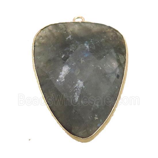 Natural Labradorite Arrowhead Pendant Gold Plated