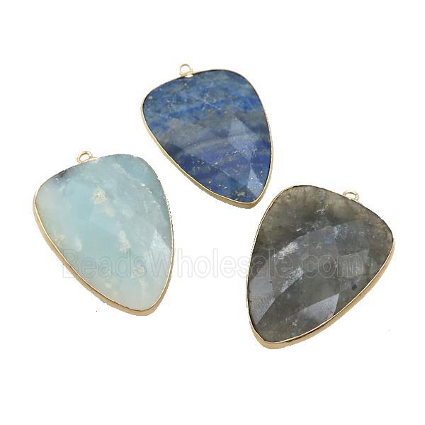 Mix Gemstone Arrowhead Pendant Gold Plated