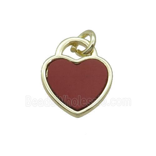 Copper Heart Pendant Pave Red Agate Gold Plated