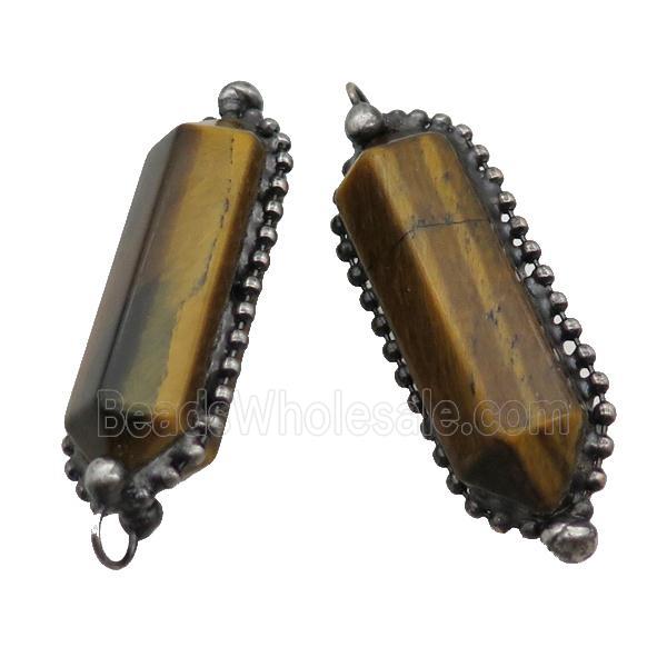 Tiger Eye Stone Bullet Pendant Antique Silver