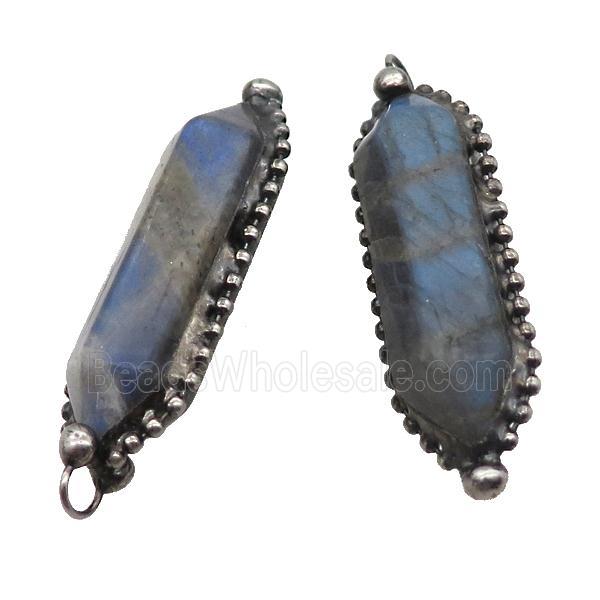 Labradorite Bullet Pendant Antique Silver