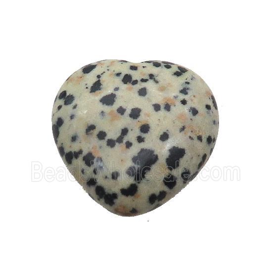 Black Dalmatian Jasper Heart Pendant Undrilled