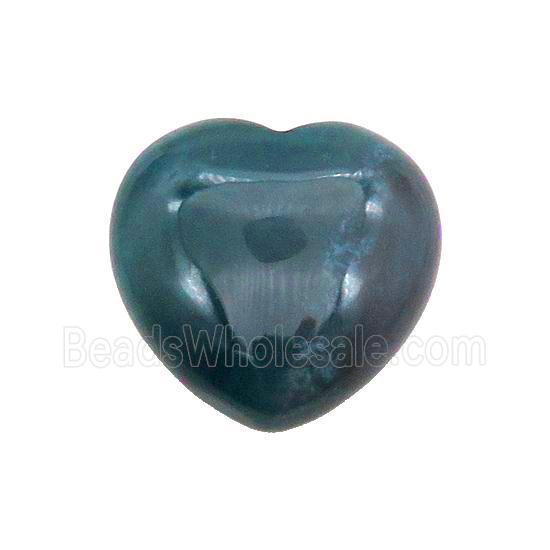 Green Moss Agate Heart Pendant Undrilled