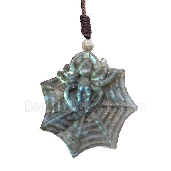 Natural Labradorite Necklace Spider