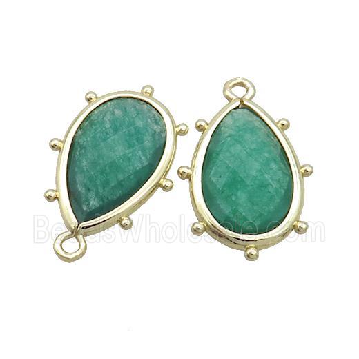 Green Jade Teardrop Pendant Dye Gold Plated