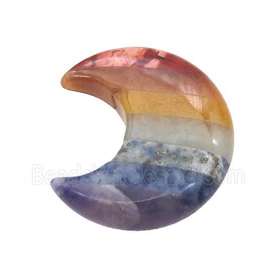 Gemstone Chakra Moon Pendant Yoga Multicolor Undrilled