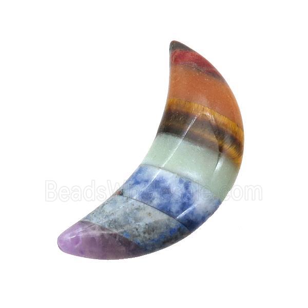 Gemstone Chakra Horn Pendant Yoga Multicolor Undrilled