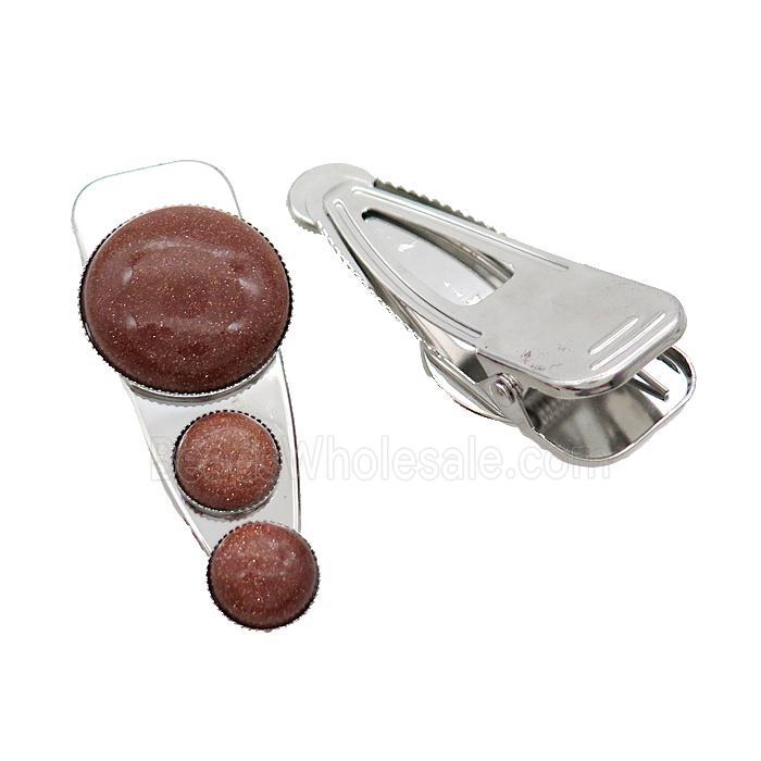 Copper Hair Clips Pave Gold Sandstone Platinum Plated