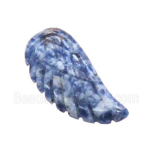 Blue Dalmatian Jasper Pendant Angel Wings Spot