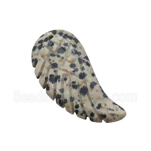 Natural Black Dalmatian Jasper Angel Wings Pendant