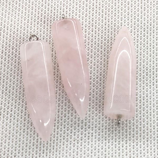 Natural Pink Rose Quartz Bullet Pendant