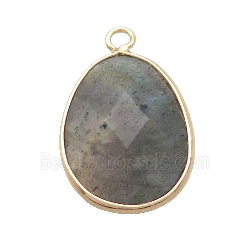 Natural Labradorite Teardrop Pendant Gold Plated