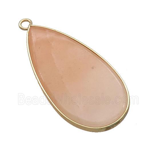 Pink Aventurine Teardrop Pendant Gold Plated
