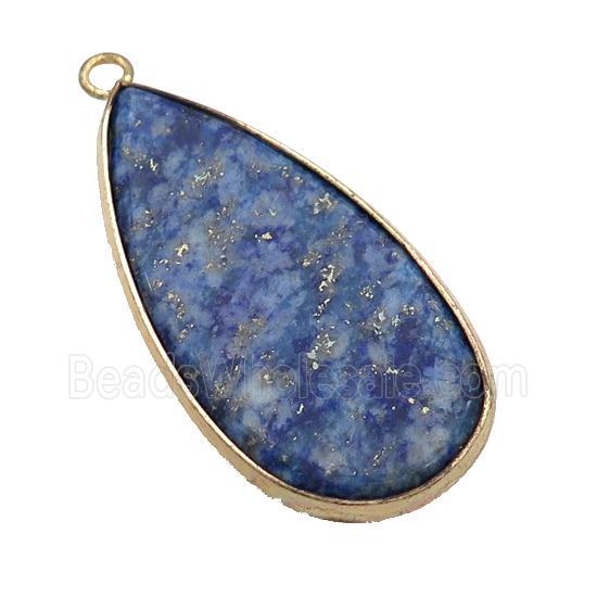 Blue Lapis Lazuli Teardrop Pendant Gold Plated