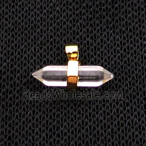 Clear Quartz Bullet Pendant Gold Plated