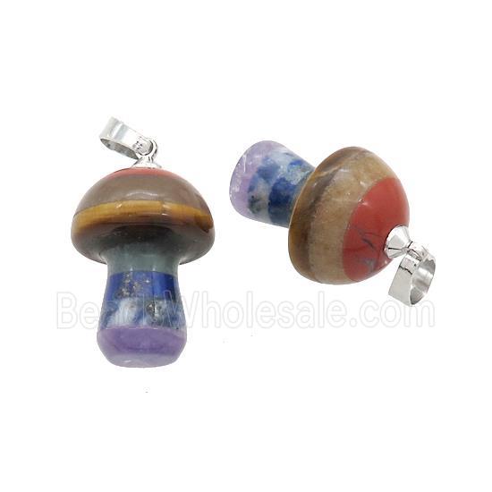 Gemstone Chakra Mushroom Pendant Yoga Multicolor